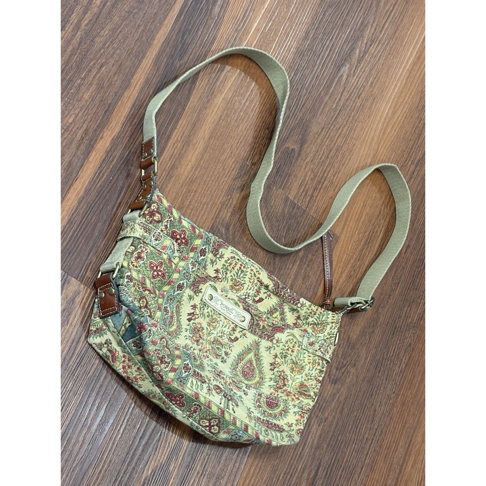 Fossil Medium Canvas Floral Shoulder Crossbody Bag Adjustable Vintage READ! - Picture 5 of 16